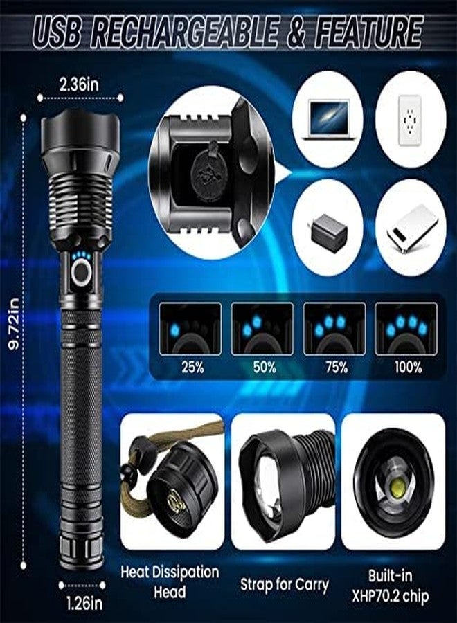 Neuronmart Super Bright Rechargeable Led Flashlights, Xhp50.2 Tactical Flashlight, Zoomable & Ipx5 Waterproof, Aluminum, 1600 Lumen - Image 5